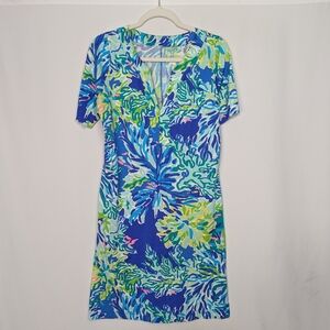 Lilly Pulitzer Blue Multicolor V-Neck Swim Coverup